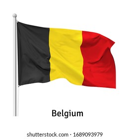 Flagge des Königreichs Belgien im Wind auf Flagpol, Vektorillustration