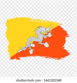 Flag Kingdom of Bhutan from brush strokes.  Flag  Bhutan on  transparent background for your web site design, logo, app, UI. Stock vector. Vector illustration EPS10