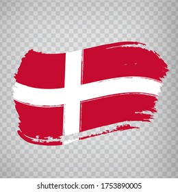 Flag Kingdom of Denmark from brush strokes.  Flag of  Denmark on  transparent background for your web site design, logo, app, UI. Europe. Vector illustration EPS10