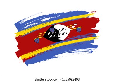 Flag of the Kingdom of Eswatini . Eswatini or Swaziland flag brush concept. Horizontal vector Illustration isolated on white background.
