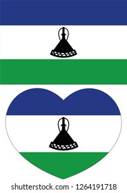 Flag of the Kingdom Lesotho. Lesotho flag, Heart vector, sticker, eps10