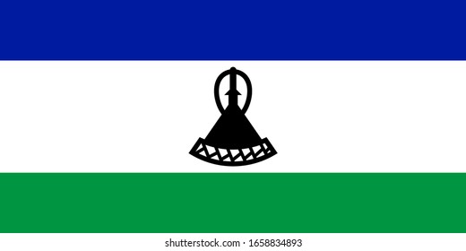 La bandera del Reino de Lesotho está aislada en colores oficiales.