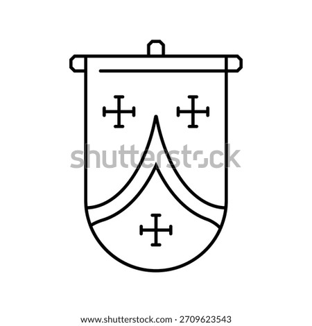flag kingdom medieval heraldry line icon vector. flag kingdom medieval heraldry sign. isolated contour symbol black illustration