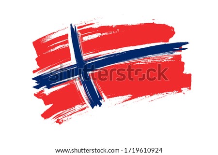 Flag of the Kingdom of Norway. Norway banner brush style. Horizontal vector Illustration isolated on white background.  