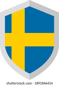 Flag of the Kingdom of Sweden, shield. Vector illustration.