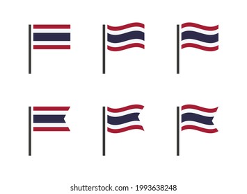 Flag of the Kingdom of Thailand icons set, Thailand flag symbols