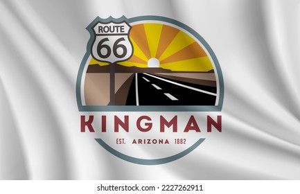 Flag of Kingman, Arizona, USA. Realistic waving flag of Kingman vector background.