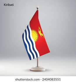 Flag of Kiribati hanging on a flag stand. Usable for summit or conference presentaiton