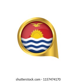 Flag of Kiribati, location map pin, pointer flag Kiribati, button gold, Icon country . Vector Illustration EPS10.