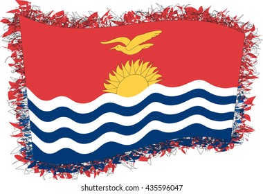 Flag of Kiribati (officially the Republic of Kiribati). Vector illustration of a stylized flag. Shaggy edge.
