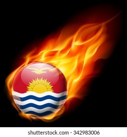 Flag of Kiribati as round glossy icon burning in flame