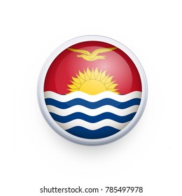Flag of Kiribati as round glossy icon. Button with Kiribati flag. National flag for country of Kiribati isolated, banner vector illustration. Vector illustration eps10.
