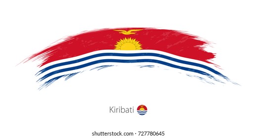 Flag of Kiribati in rounded grunge brush stroke. Vector illustration.