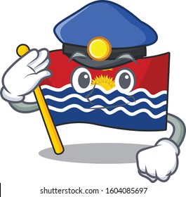 Flag kiribati Scroll Cartoon mascot style as a Police officer