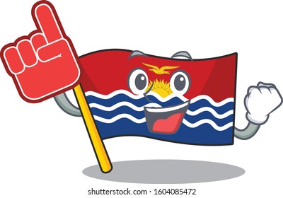 Flag kiribati Scroll mascot cartoon style with Foam finger