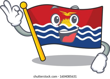 Flag kiribati Scroll mascot design making an Okay gesture