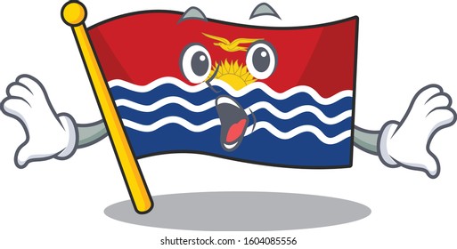 Flag kiribati Scroll Surprised gesture on cartoon character style