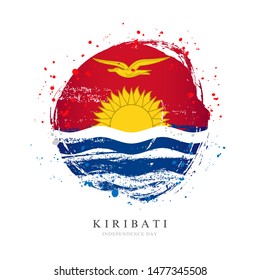 Flag of Kiribati in the shape of a big circle. Vector illustration on a white background. Brush strokes are drawn by hand. Independence Day.