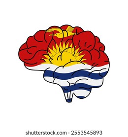 Flag of Kiribati. Vector illustration of a combination of a human brain with a country flag on a white background.