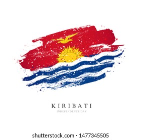 Flag of Kiribati. Vector illustration on a white background. Brush strokes are drawn by hand. Independence Day.