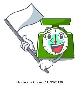 With flag kitchen scale mascot cartoon