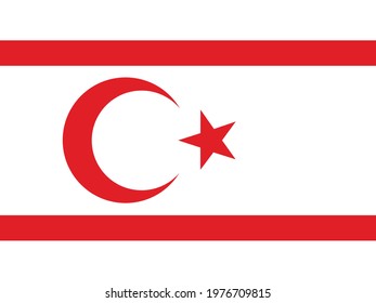 Flag of KKTC, national country symbol illustration 
