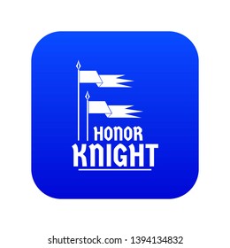 Flag knight icon blue vector isolated on white background
