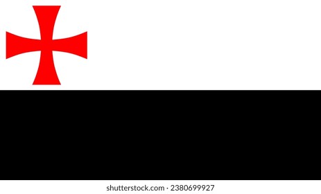 Flag of Knights Templar. Templar Flag. Knights Templar Flag.  Flag of Templar Vector graphics