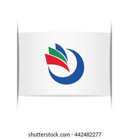 Flag of Koge (Fukuoka Prefecture, Japan). Vector illustration of a stylized flag. The slit in the paper with shadows. Element for infographics.
