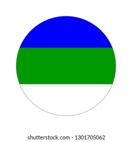 Flag of Komi Republic. Circular icon on white background, vector illustration.