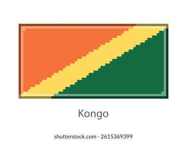 Flag of Kongo.Pixel art style (vector).