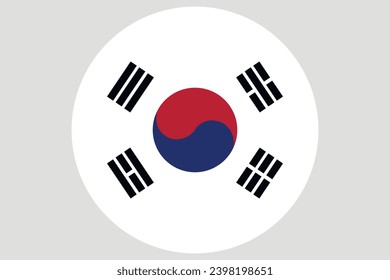 Flag of Korea. Korean national symbol in official colors. Template icon. Abstract vector background. Round glass light ball, 3D big bubble, sphere.