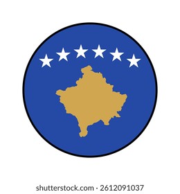 Flag of Kosovo. Black edge. Kosovo circle flag logo icon computer vector illustration design.