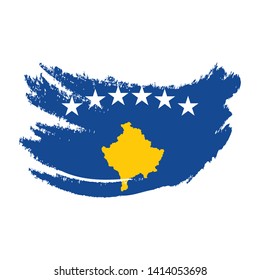 Flag of Kosovo with brush stroke effect vector template design