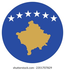 Flag of Kosovo. Button flag icon. Standard color. Circle icon flag. 3d illustration. Computer illustration. Digital illustration. Vector illustration.