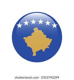 Bandera de Kosovo. Icono de indicador de botón. Color estándar. Indicador de icono de círculo. 3 quinquies ilustración. Ilustración del equipo. Ilustración digital. Ilustración vectorial.