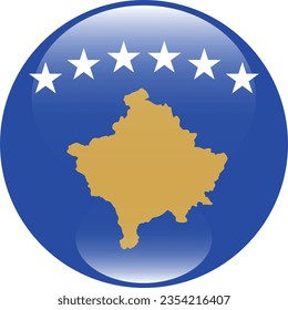 Flag of Kosovo. Button flag icon. Standard color. Circle icon flag. 3d illustration. Computer illustration. Digital illustration. Vector illustration.