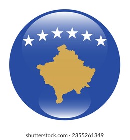 Flag of Kosovo. Button flag icon. Standard color. Circle icon flag. 3d illustration. Computer illustration. Digital illustration. Vector illustration.