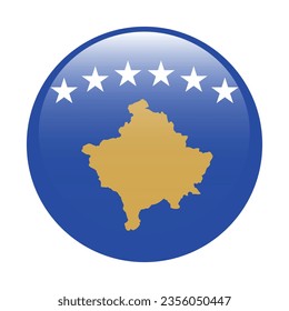 Flag of Kosovo. Button flag icon. Standard color. Circle icon flag. 3d illustration. Computer illustration. Digital illustration. Vector illustration.
