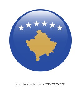 Flag of Kosovo. Button flag icon. Standard color. Circle icon flag. 3d illustration. Computer illustration. Digital illustration. Vector illustration.