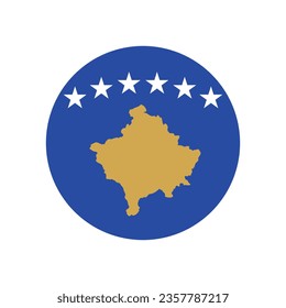 Bandera de Kosovo. Icono de indicador de botón. Color estándar. Indicador de icono de círculo. 3 quinquies ilustración. Ilustración del equipo. Ilustración digital. Ilustración vectorial.