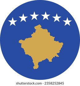 Flag of Kosovo. Button flag icon. Standard color. Circle icon flag. 3d illustration. Computer illustration. Digital illustration. Vector illustration.
