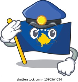 Flag Kosovo Cartoon Character Dressed As A Police Officer