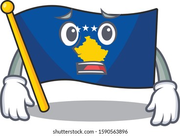 Flag kosovo Cartoon character showing afraid look face