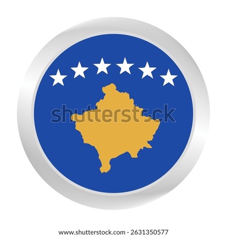 Flag of Kosovo. Circle flag icon logo. Round flag. Flag icon. Standard color. Digital illustration. Vector illustration.