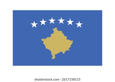 The flag of Kosovo is depicted as a vector image in its official colors and a 2 aspect ratio