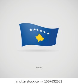 The flag of Kosovo is flying layered vector image.