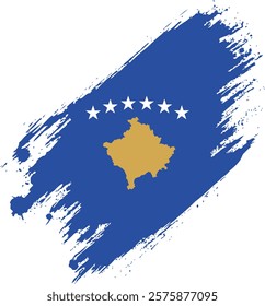 Flag of Kosovo Grunge Brush Stroke Style Vector