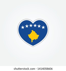 Flag of Kosovo heart 3d, Kosovo flag Template Design. Vector Eps 10
