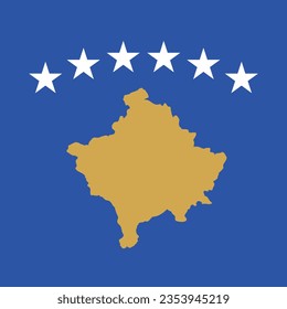 Flag of Kosovo. Flag icon. Standard color. A square flag. Computer illustration. Digital illustration. Vector illustration.